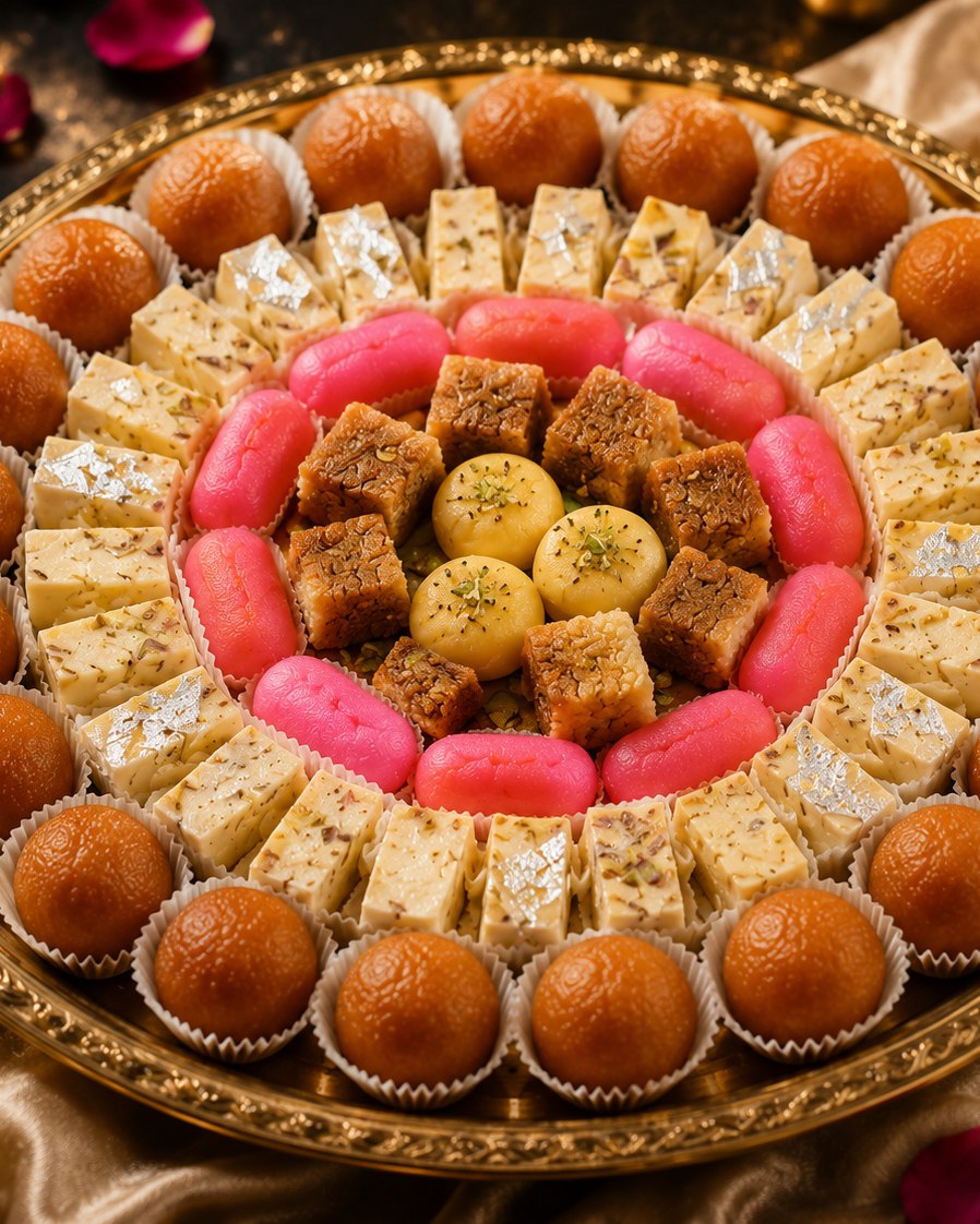 Plateau de célébration de sucreries indiennes